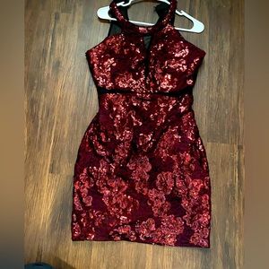 Red Guess sequence dress